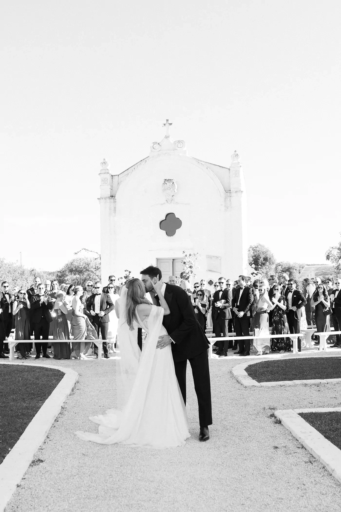 Newlyweds kissing moment after the ceremony
