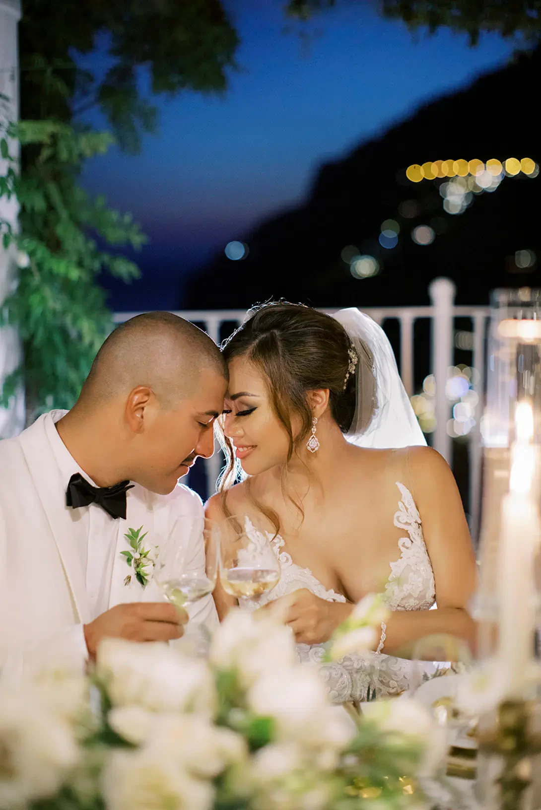 Bride and groom at the wedding banquet