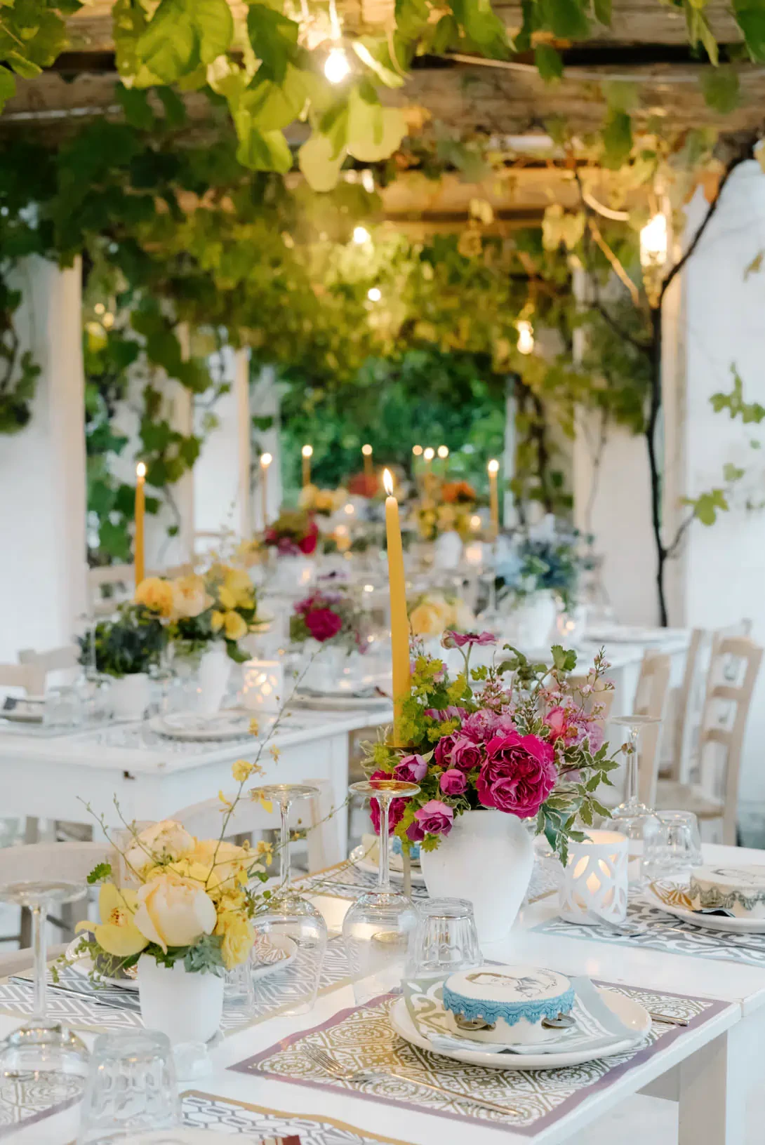 Decorations in yellow and pink
