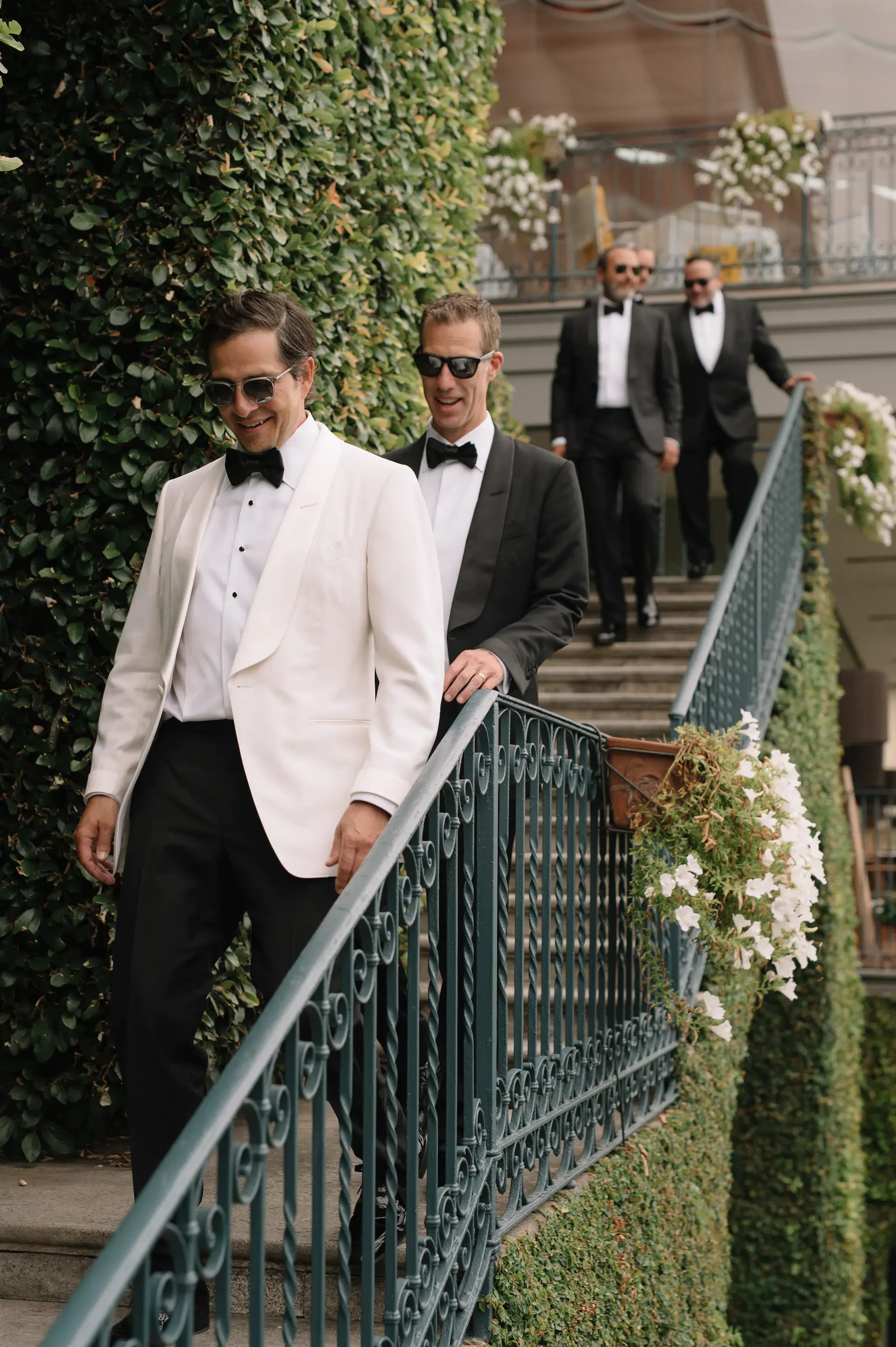 Groom with friends heading to the wedding ceremony