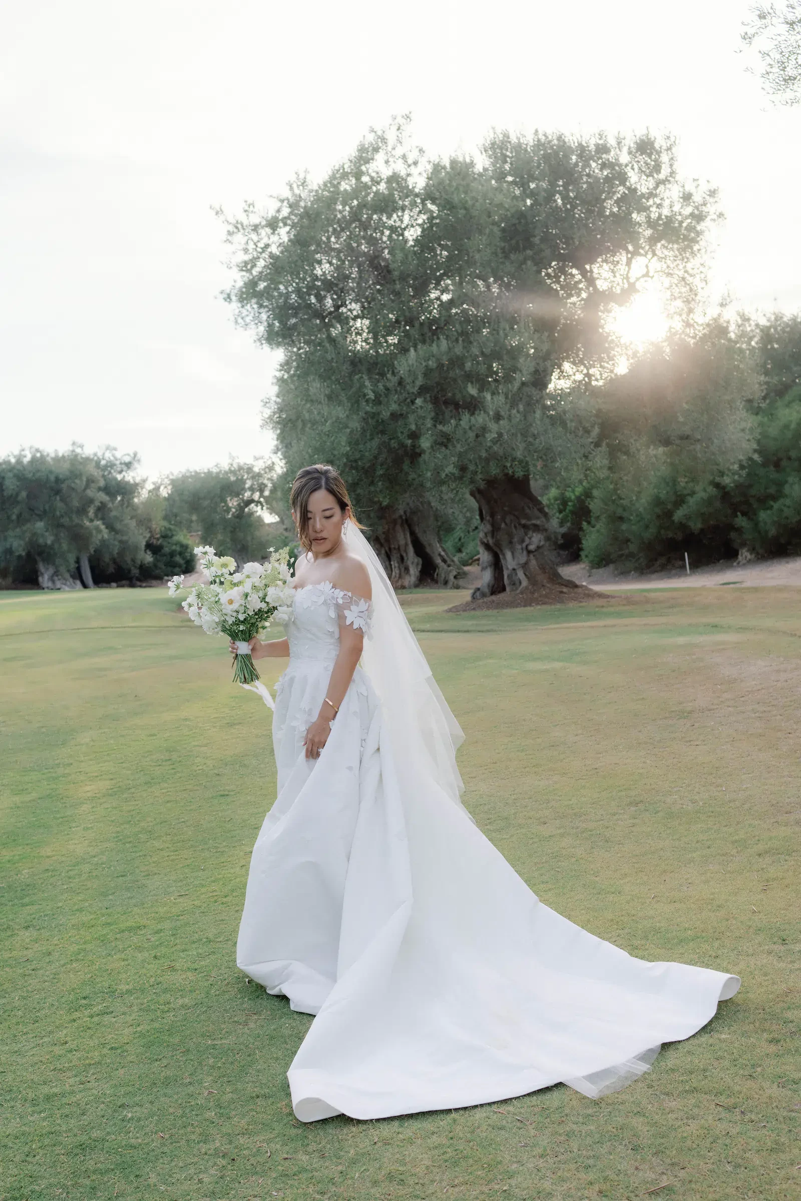 Puglia Masseria Wedding Bride Portrait In Olive Grove
