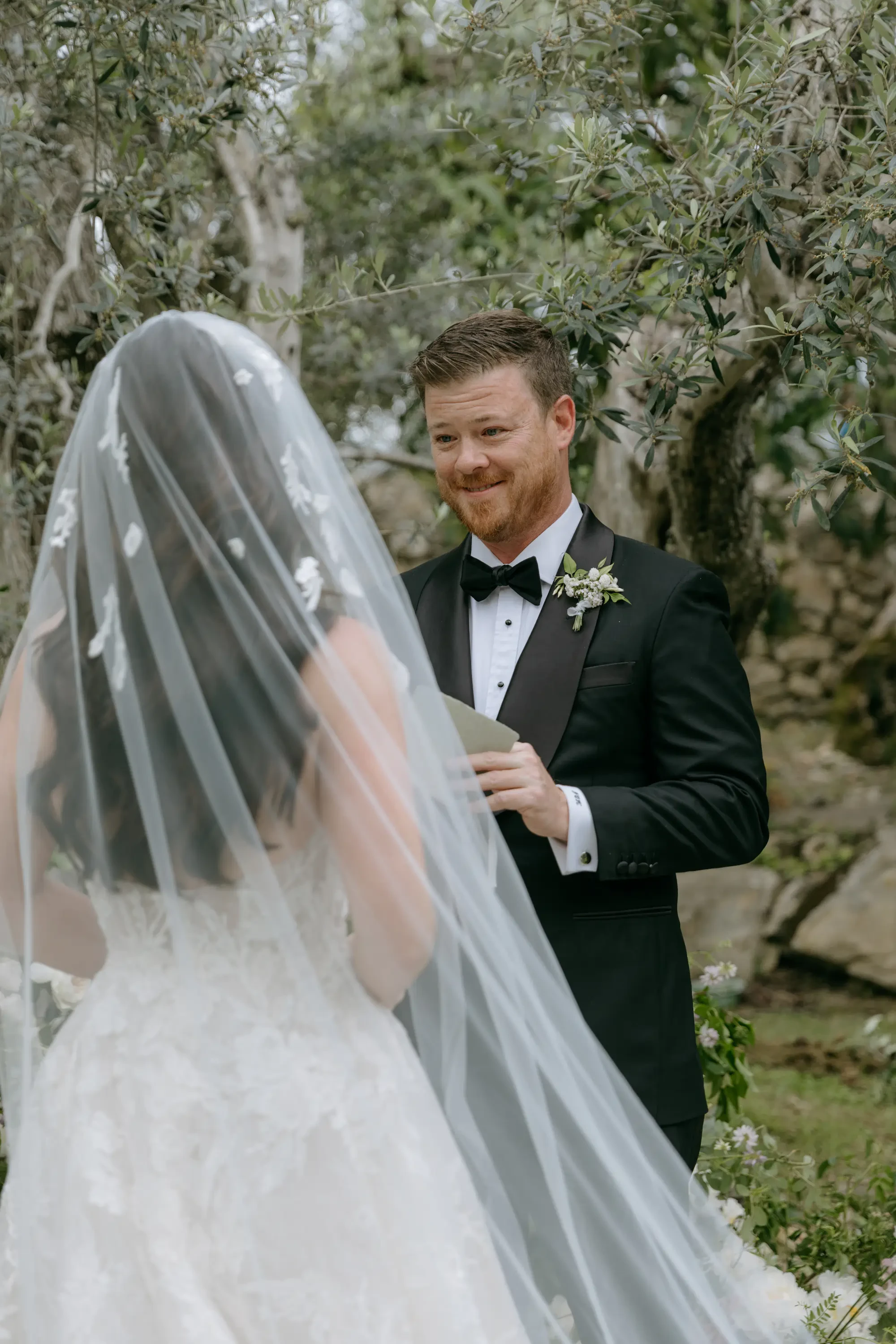 Castello Di Vicarello Tuscany Wedding Groom Reading Vows