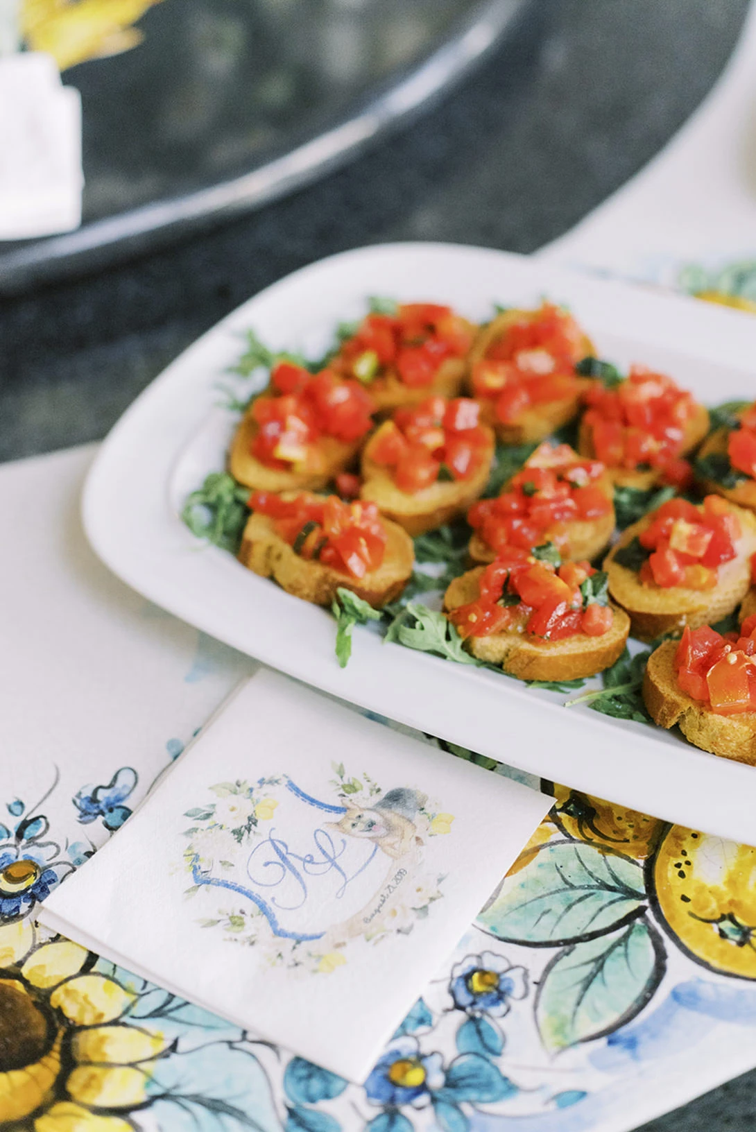 Bruschetta with tomatoes and fresh basil