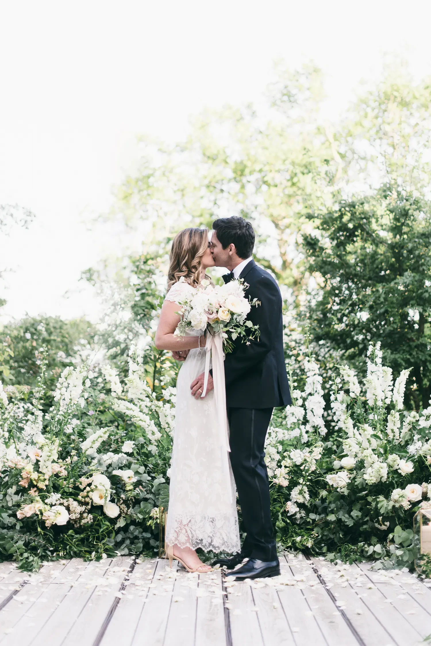 Bridal couple kissing