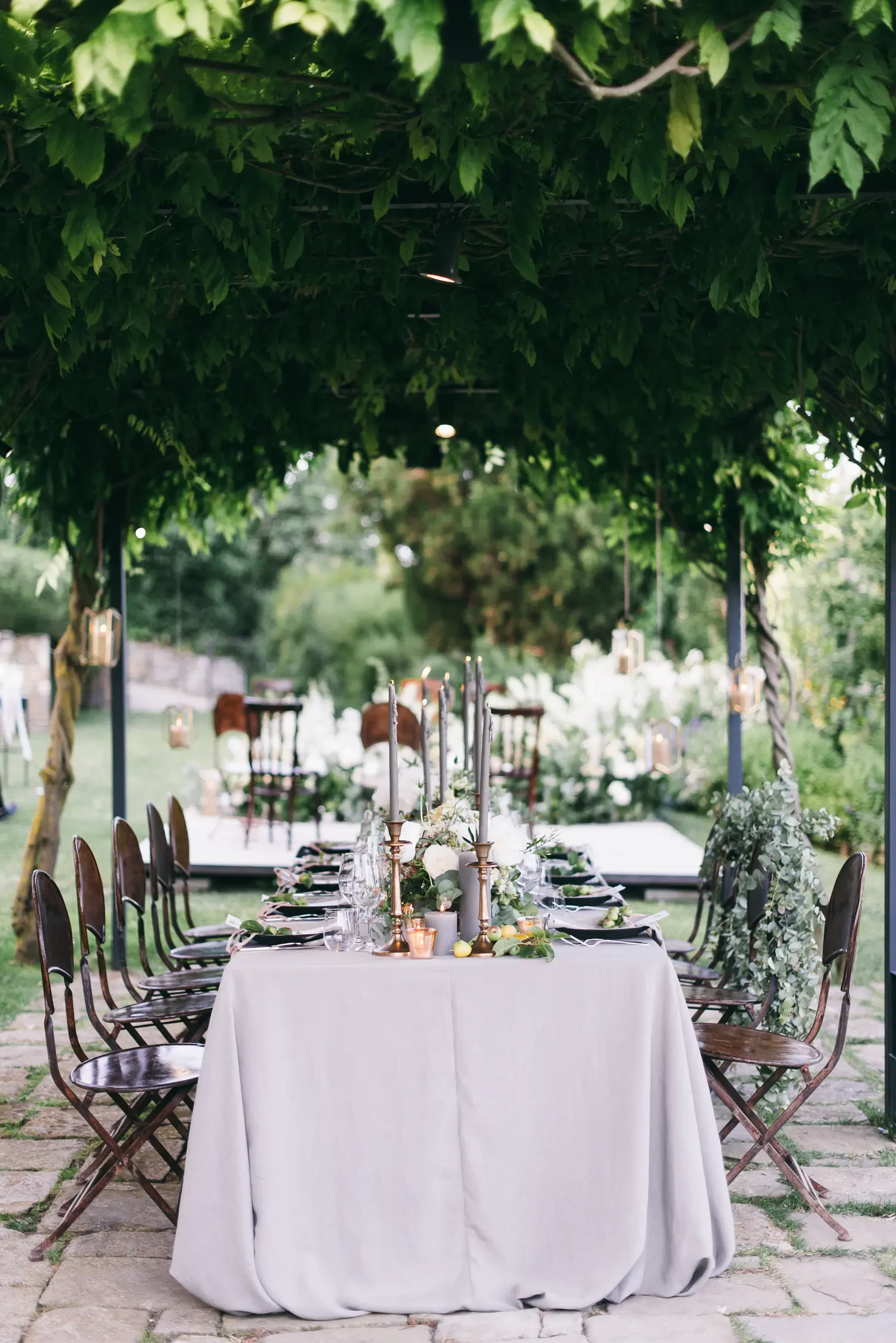 Tables for wedding banquet in Tuscany