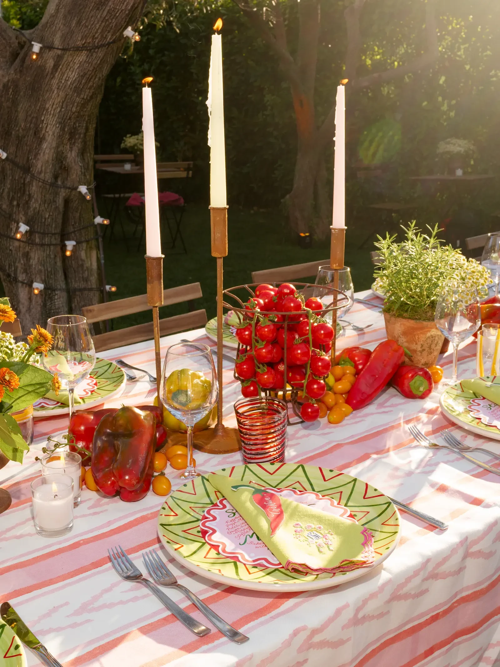 place setting with handmade napkins