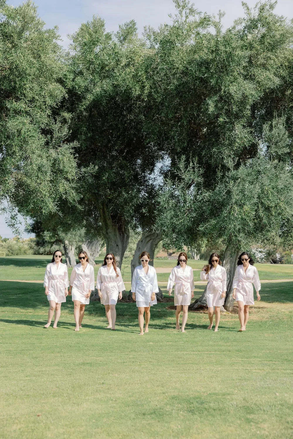 Puglia Wedding Bride And Bridesmaids In Olive Grove