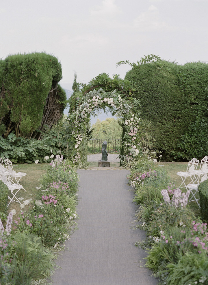 Flower arch for wedding ceremony