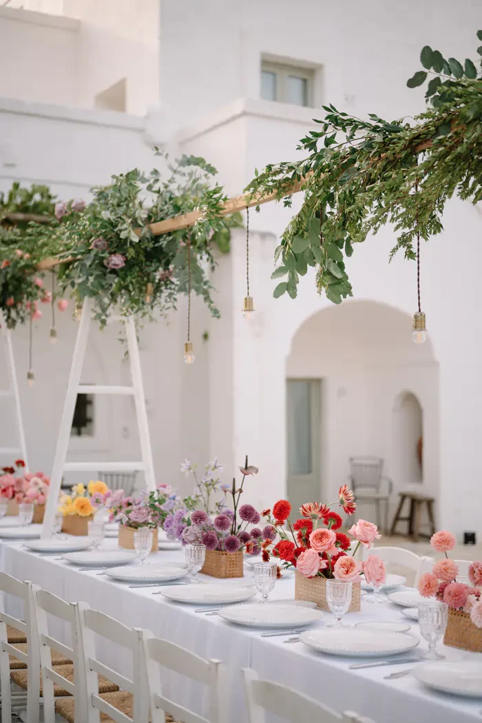 Wedding Table Decor Colorful Flowers 