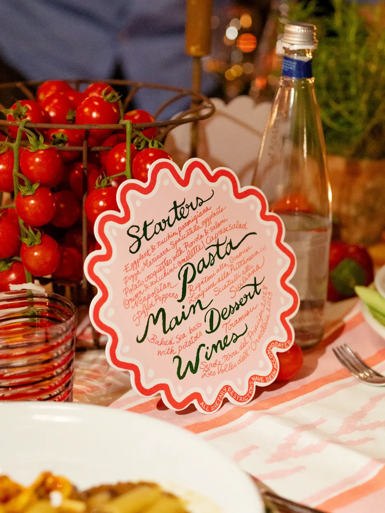 welcome dinner handmade vintage menu