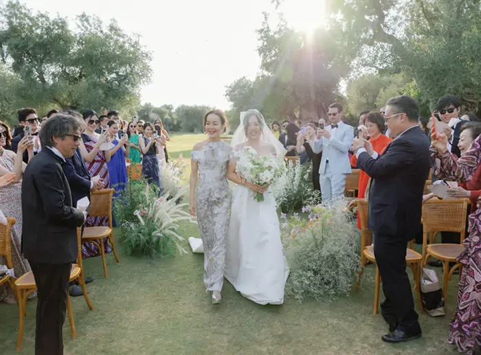 Puglia Masseria Wedding Ceremony Aisle Walk