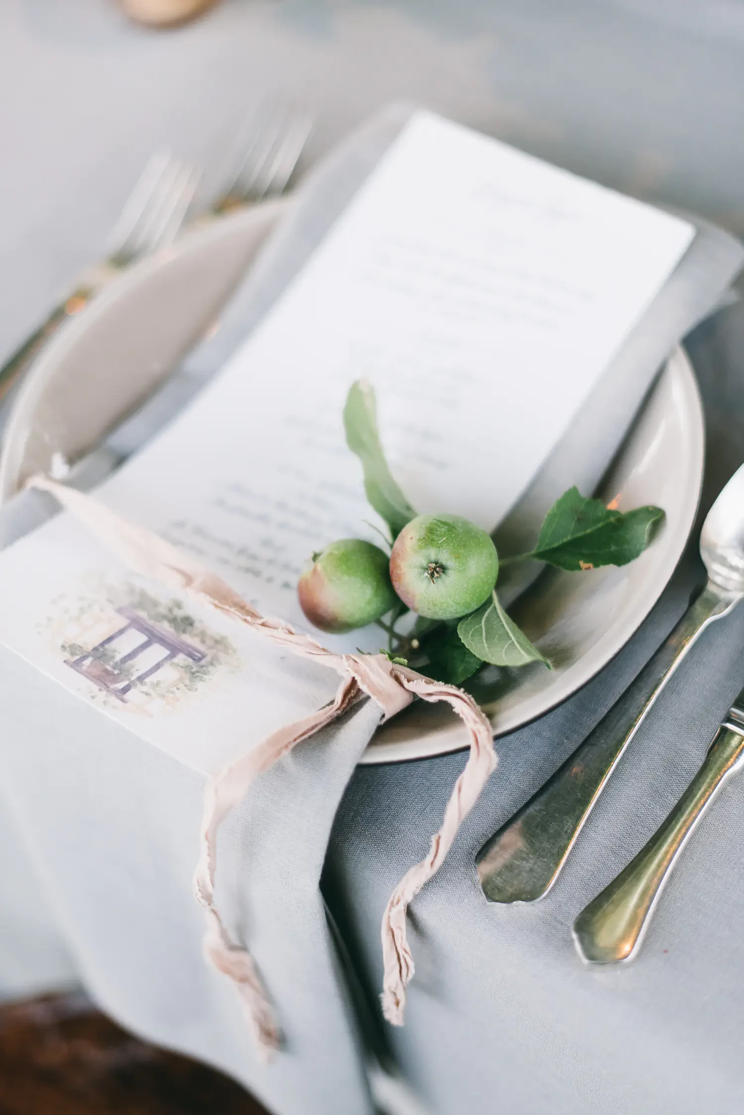 Table setting with apples