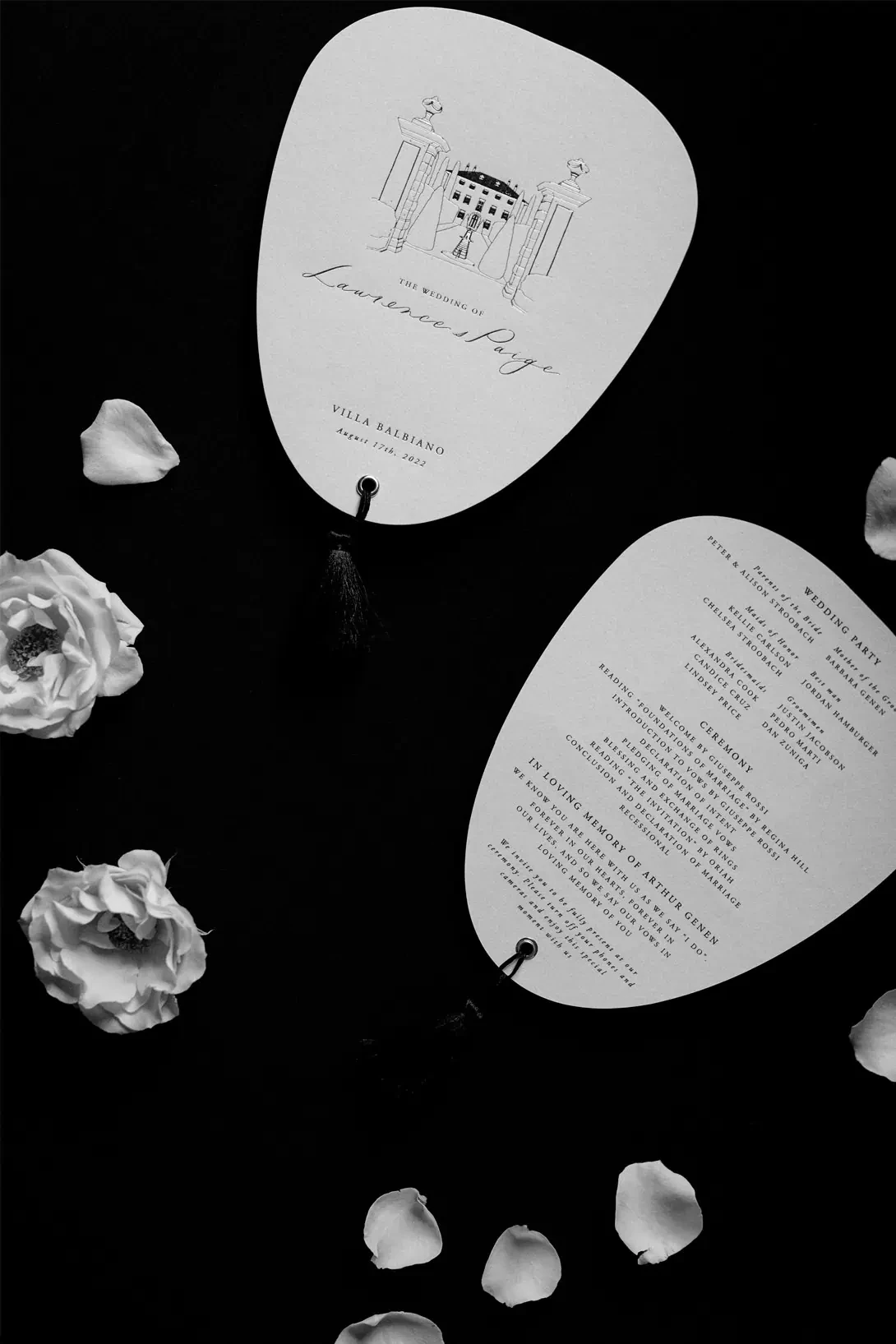 Stationery for a wedding in Villa Balbiano on Como Lake