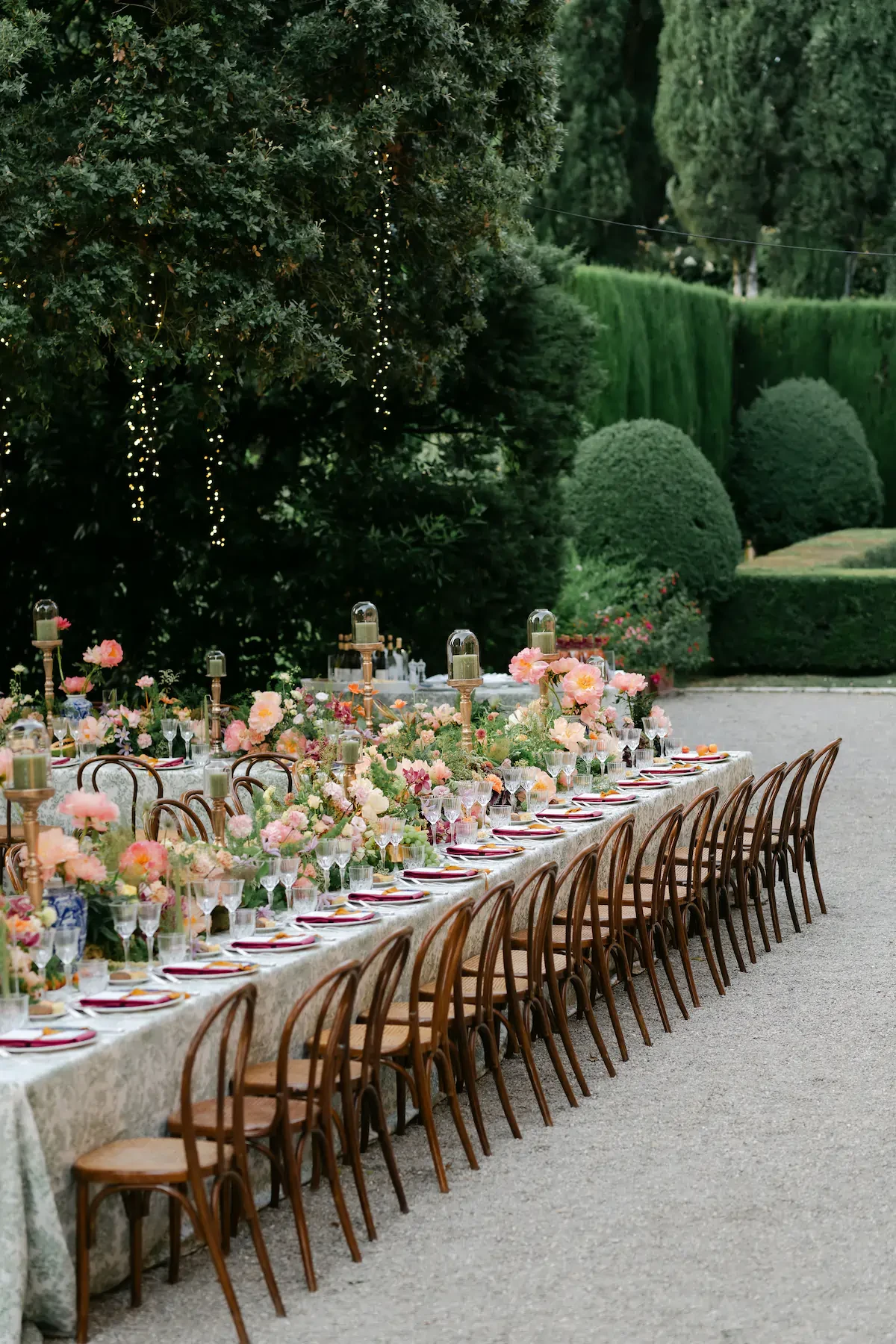 La Foce Tuscany Wedding Dinner Table Decor