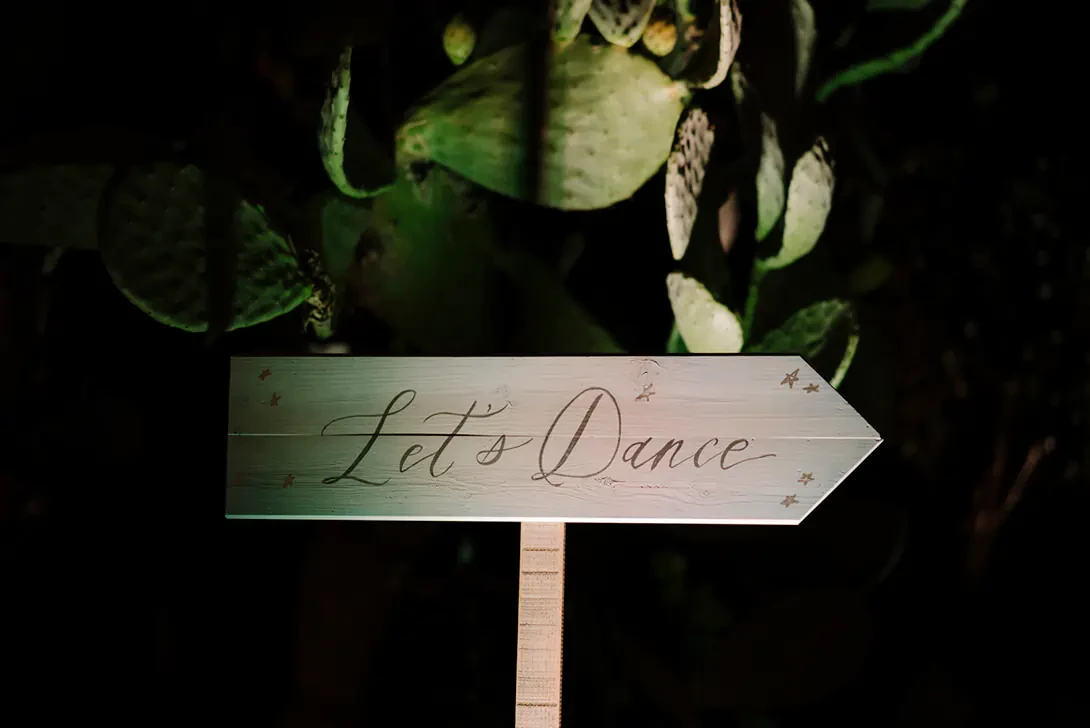 Hand painted sign for wedding party