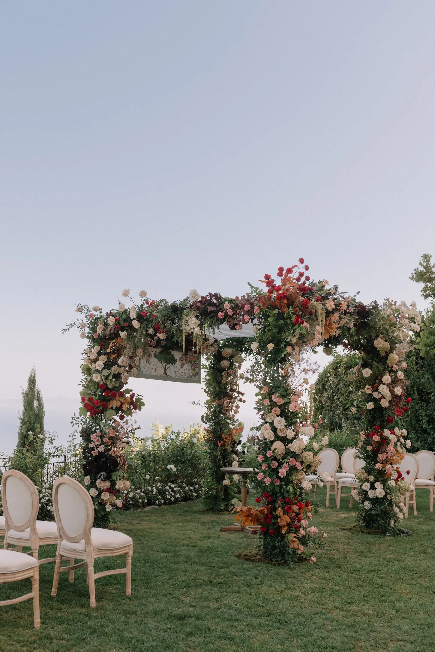 Hand-embroidered Chuppah for a wedding on the Amalfi coast