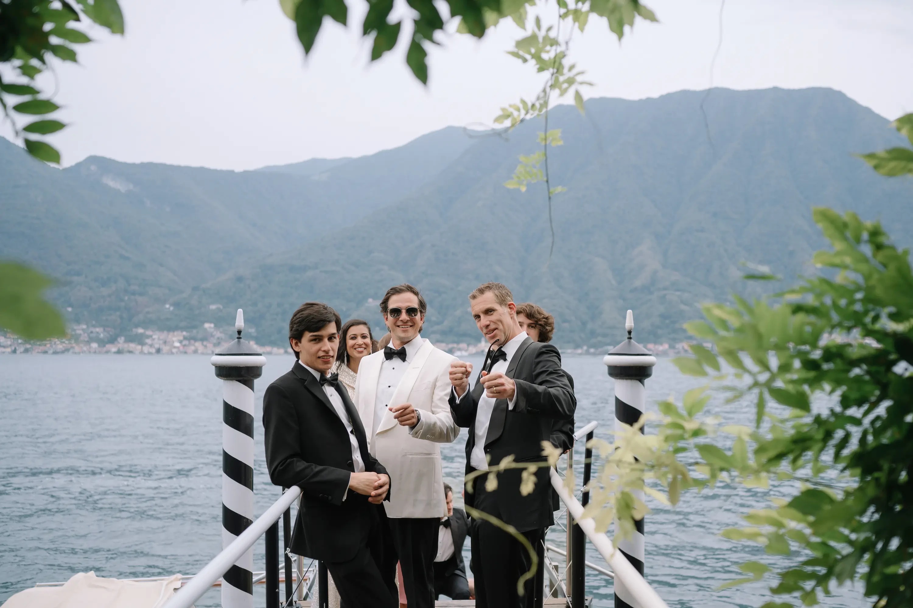 Groom with guests on Como Lake