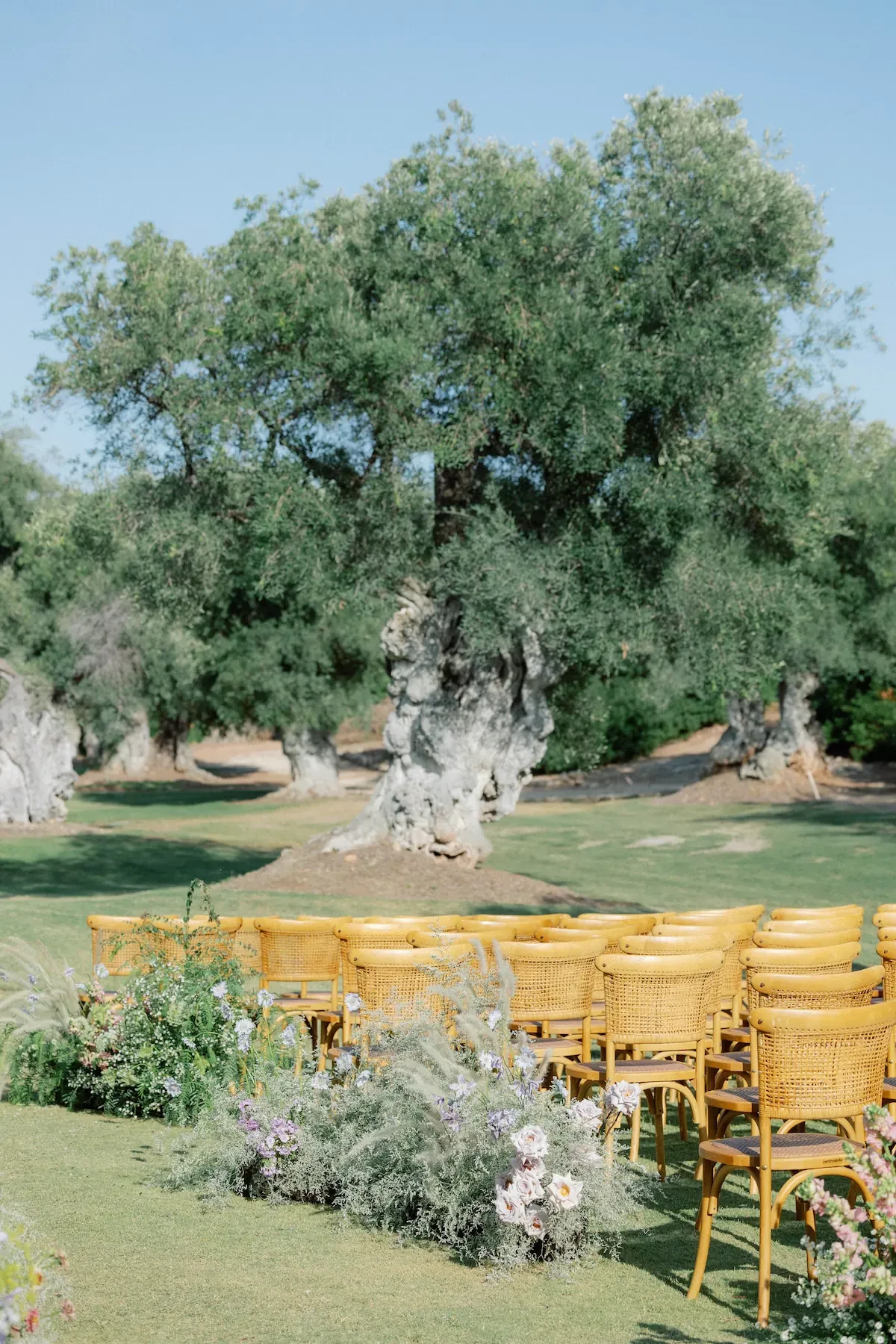 Outdoor Wedding Ceremony Seating And Aisle Decor