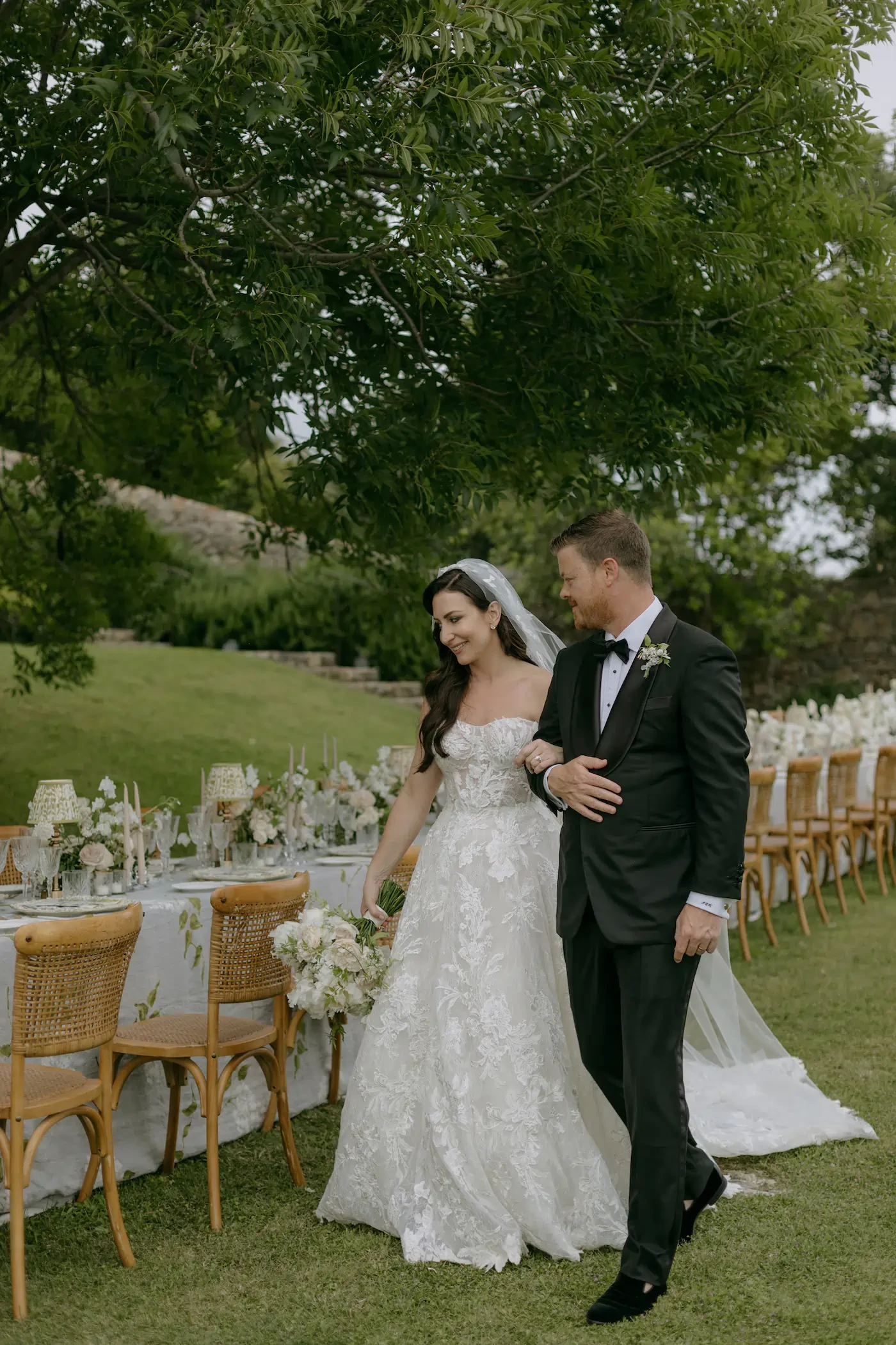 Castello Di Vicarello Tuscany Wedding Couple Reception Walk