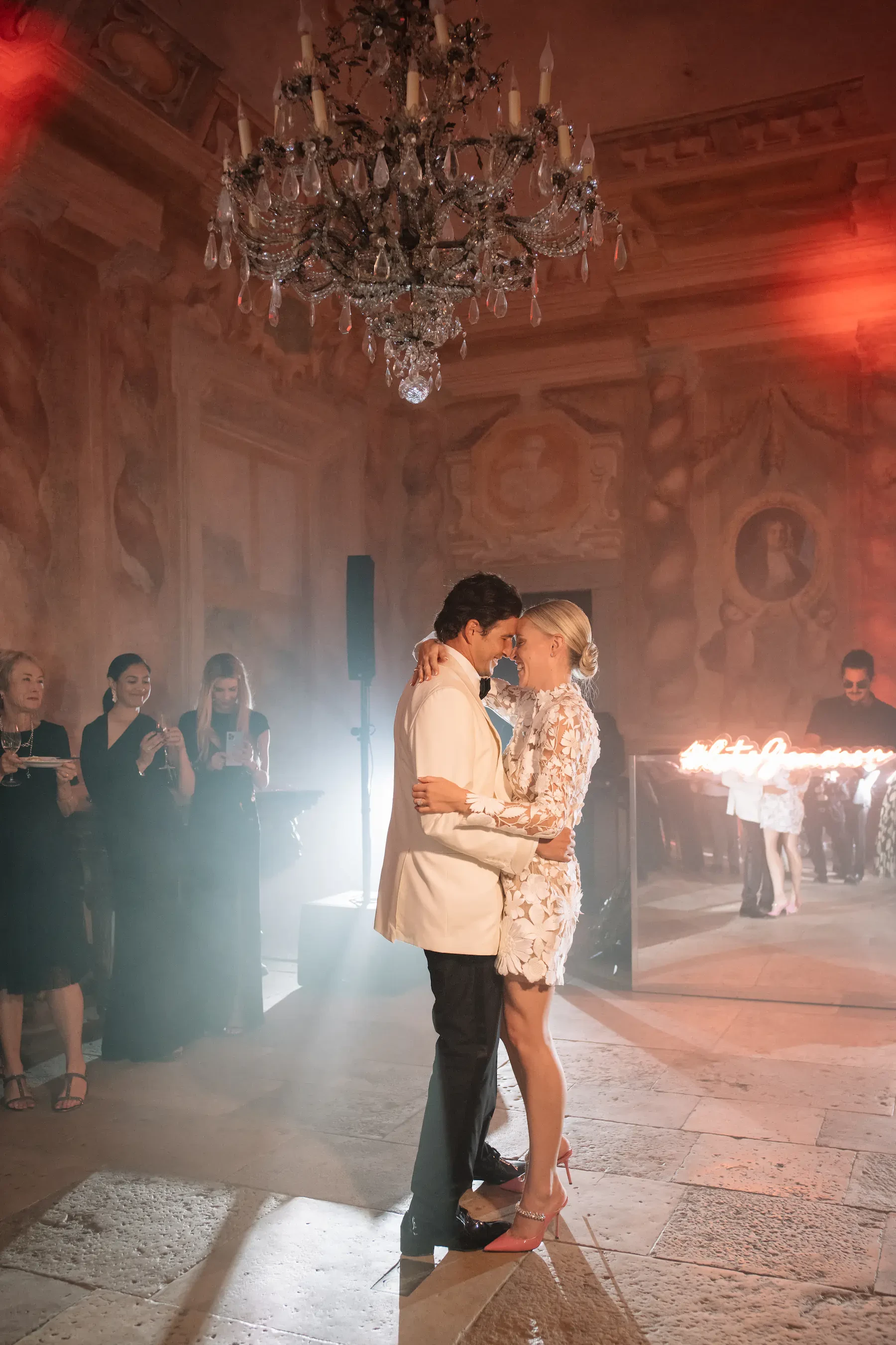 Newlyweds dancing in Villa Balbiano on Como Lake