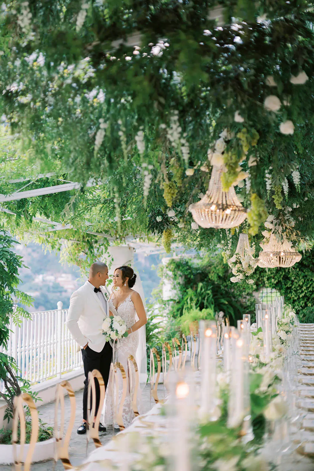 Wedding reception on a terrace in Positano