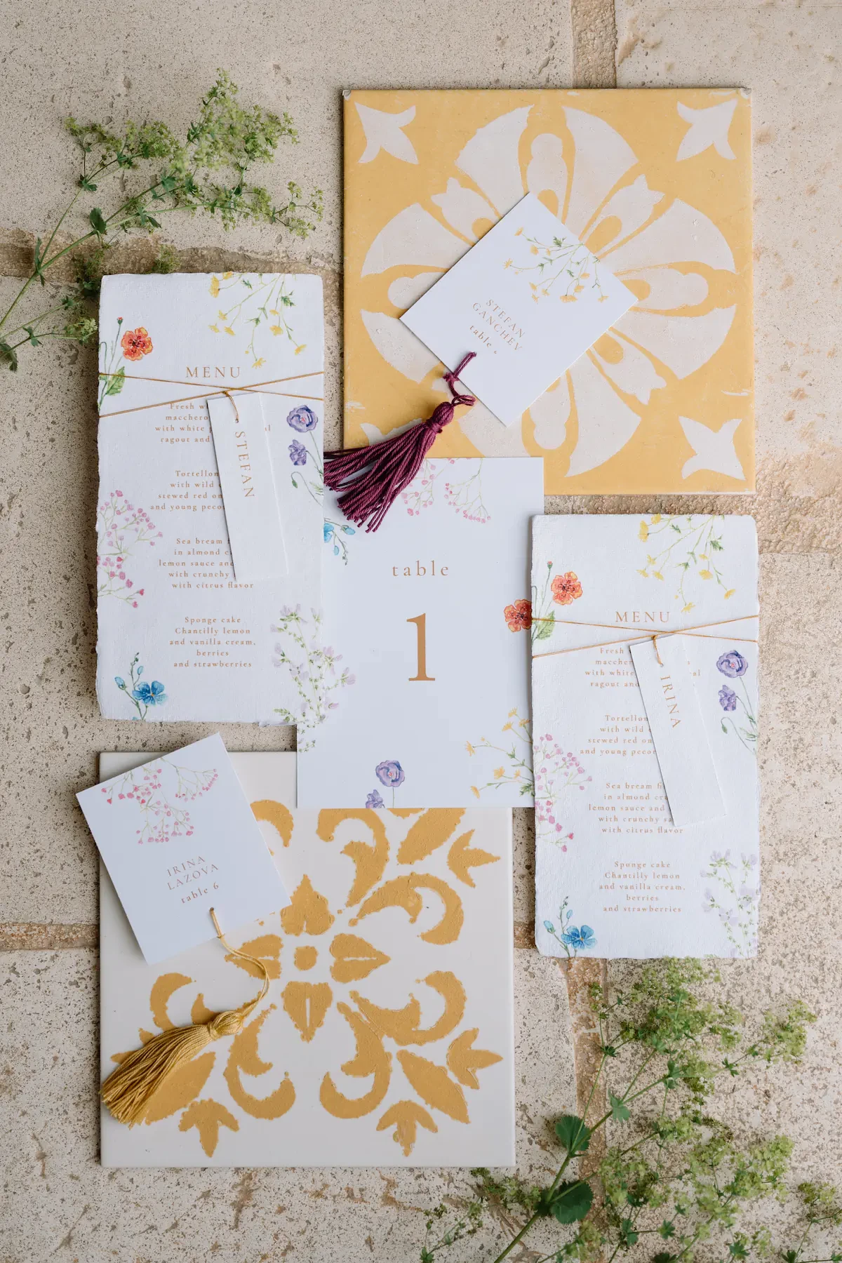 Floral Wedding Stationery Menus