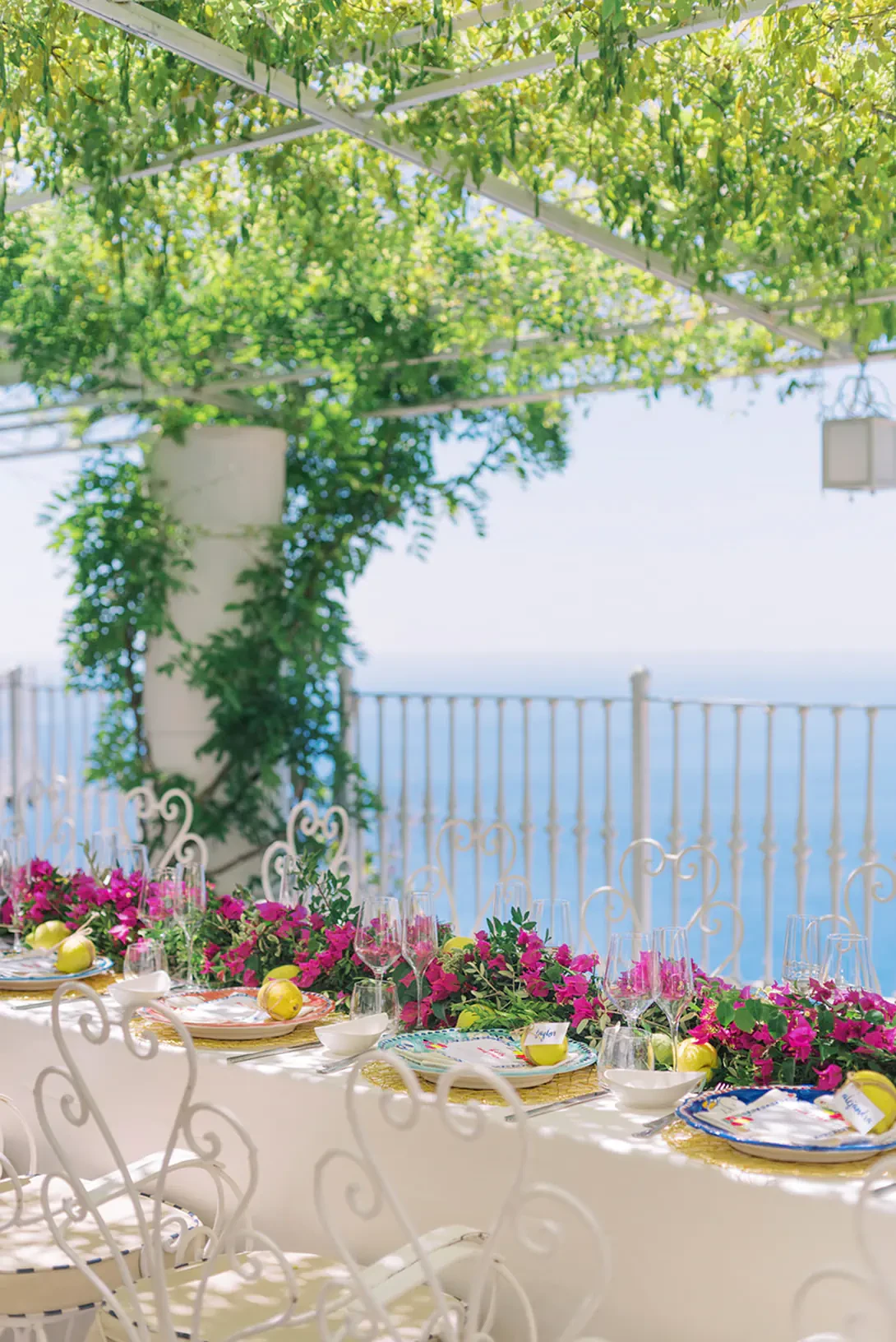 Bridal shower on a terrace with sea view