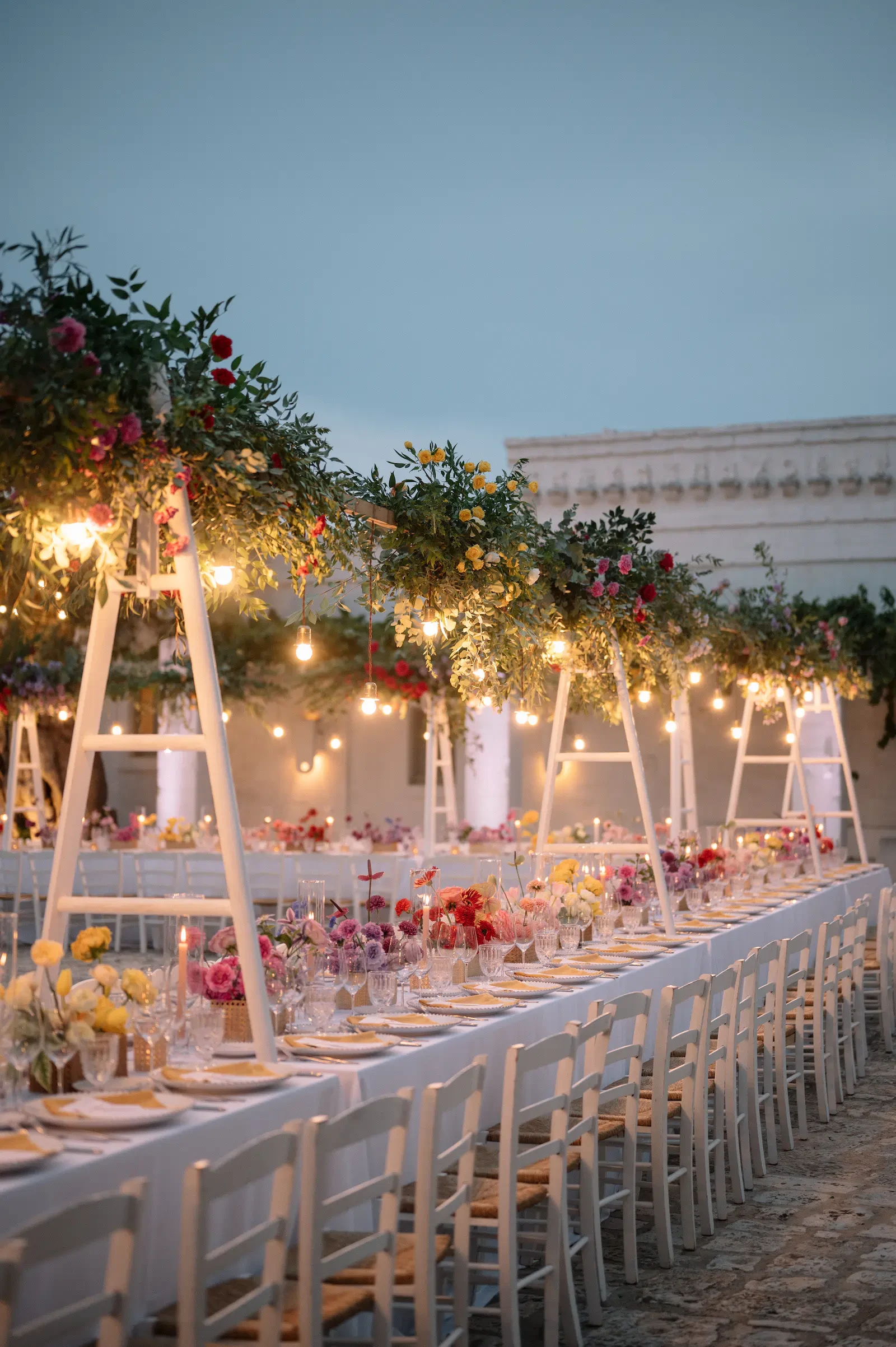 Twilight Wedding Reception Long Imperial Tables