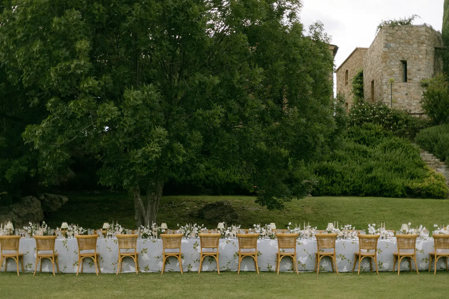 Castello Di Vicarello Tuscany Wedding Reception Table Landscape View