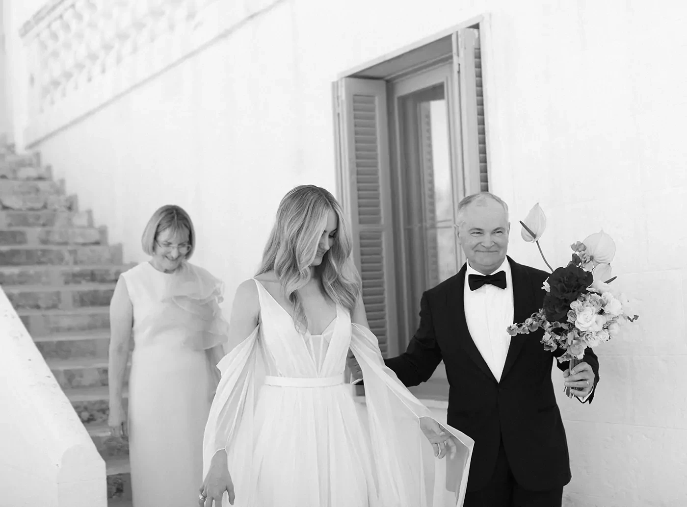 Bride heading to the ceremony with his dad