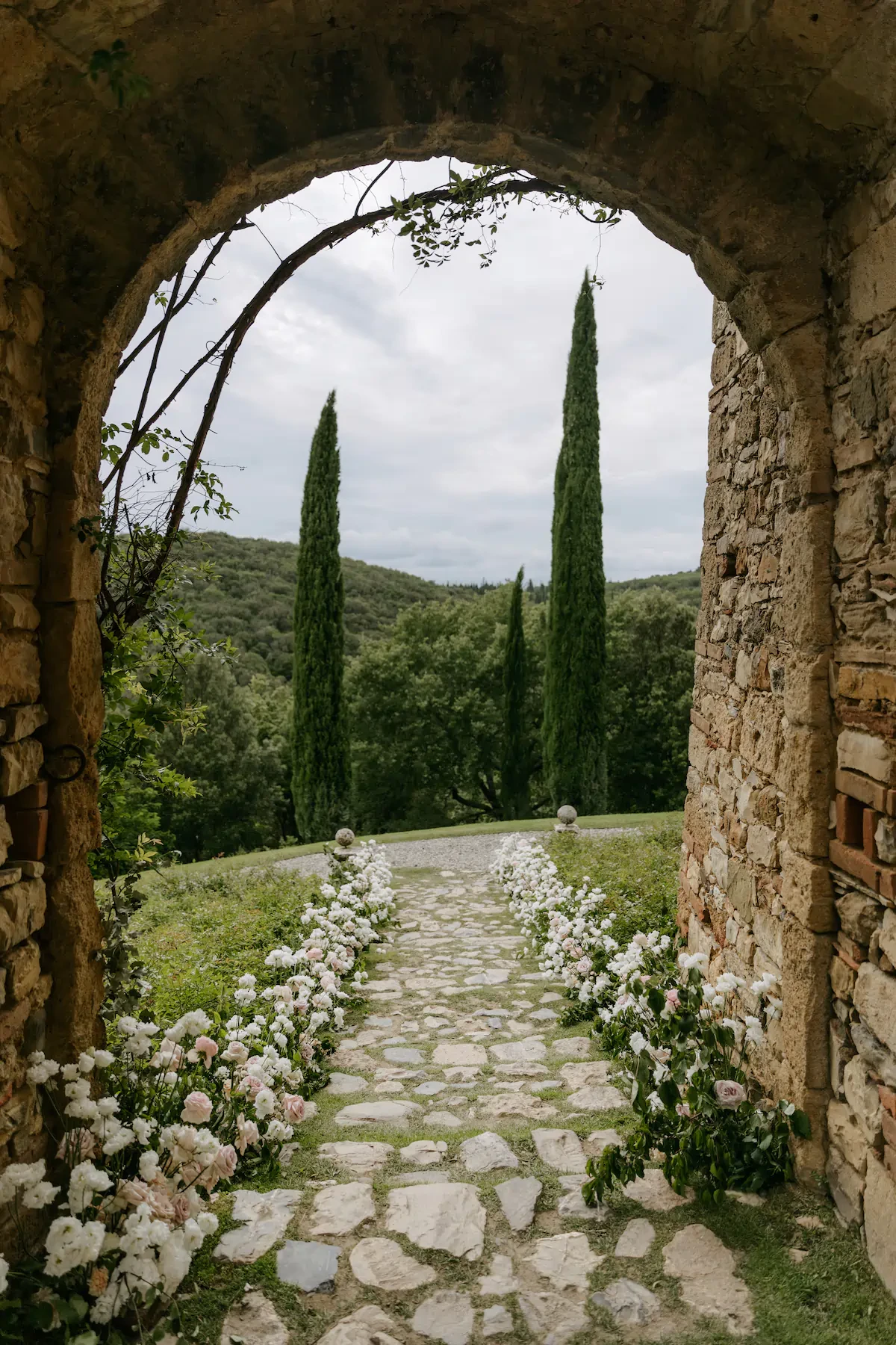 Castello Di Vicarello Tuscany Wedding Ceremony Aisle