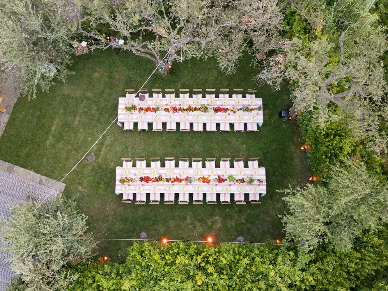 aerial view of welcome dinner in ravello at da lorenzo
