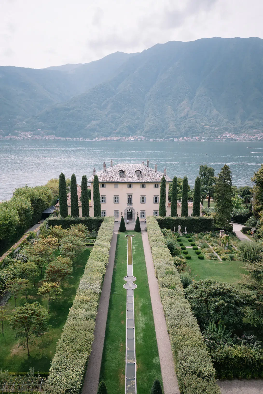 Aerial view of Villa Balbiano on Como Lake