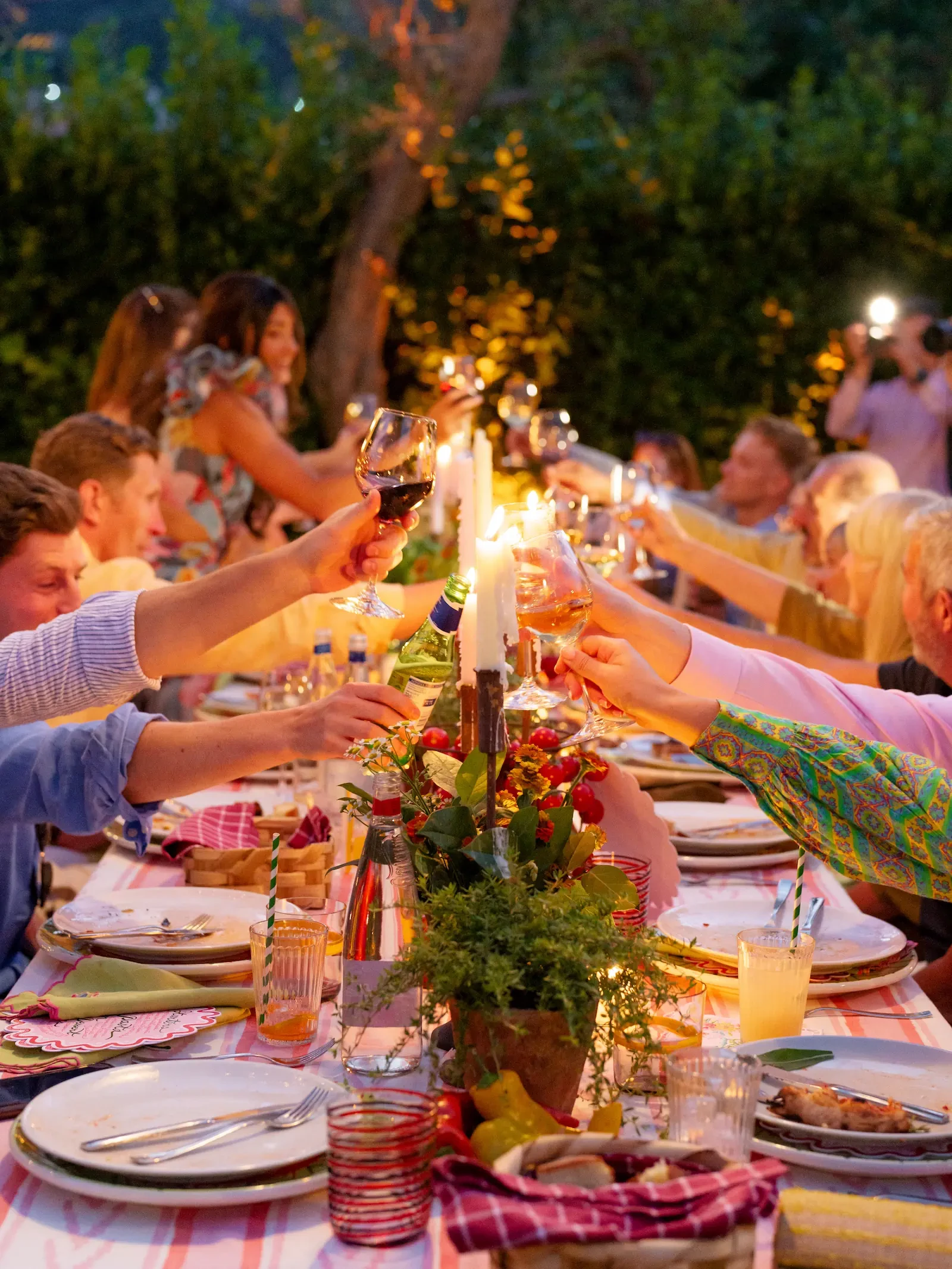 welcome dinner guests having a toast