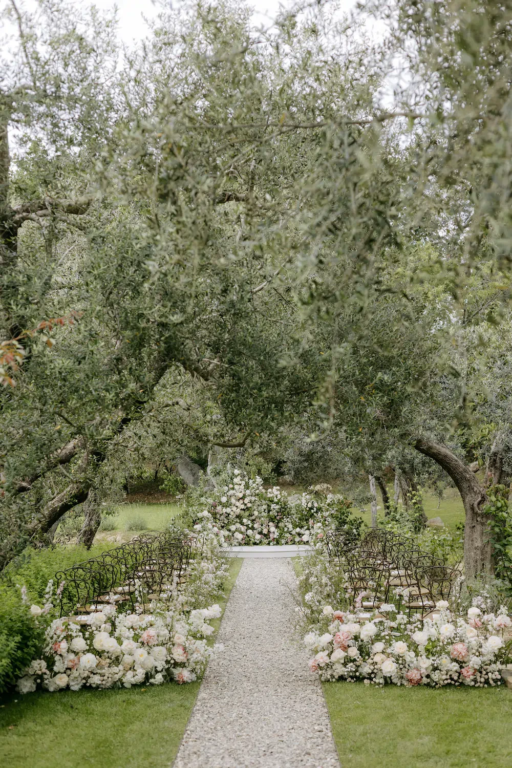 Castello Di Vicarello Tuscany Wedding Ceremony In Olive Grove