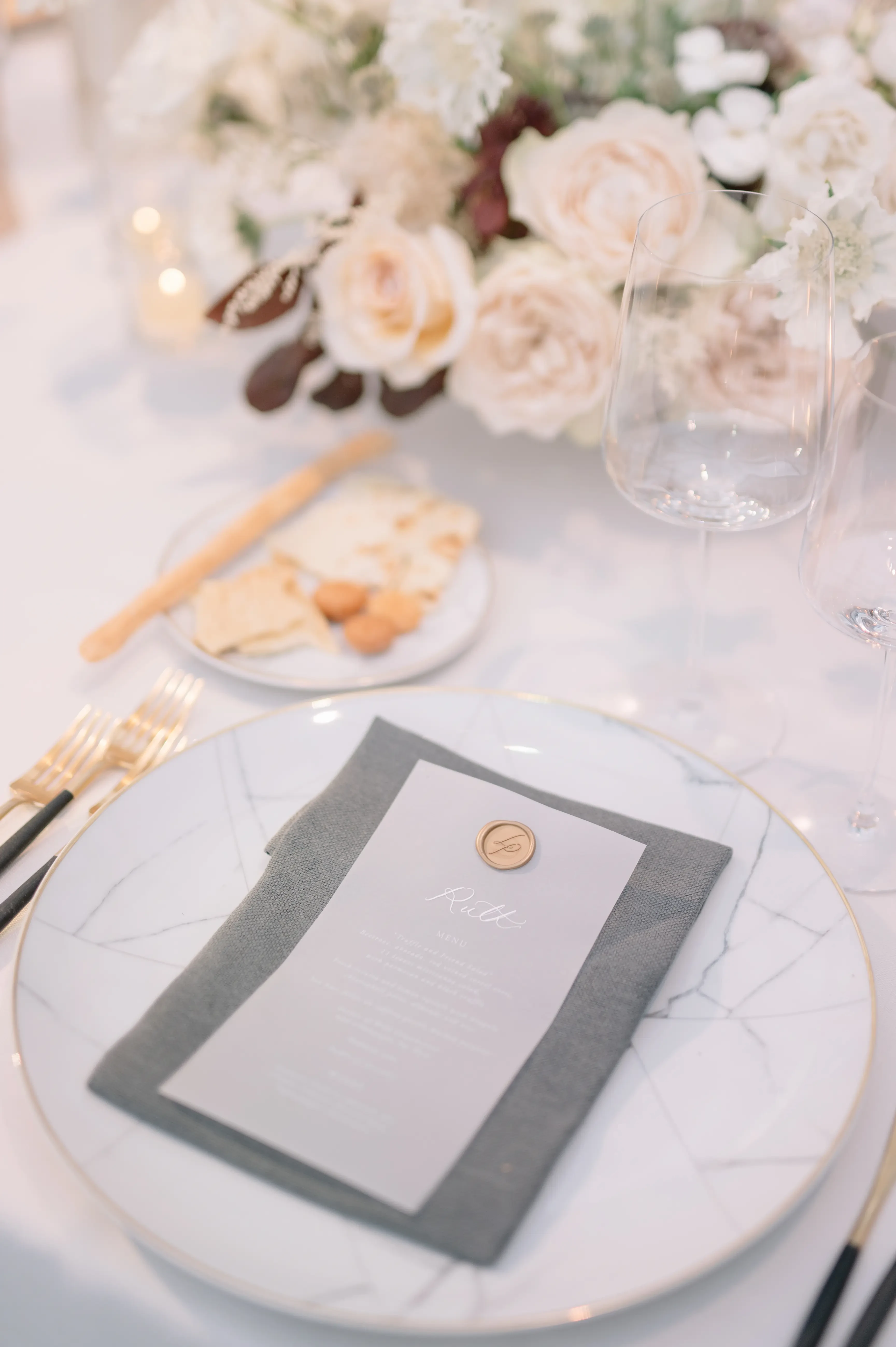 Place setting for wedding banquet on Como Lake